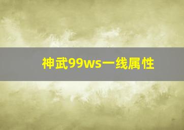 神武99ws一线属性