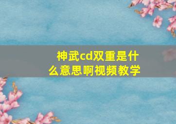 神武cd双重是什么意思啊视频教学