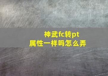 神武fc转pt属性一样吗怎么弄