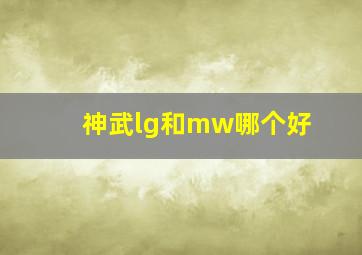 神武lg和mw哪个好