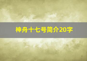 神舟十七号简介20字