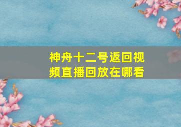 神舟十二号返回视频直播回放在哪看