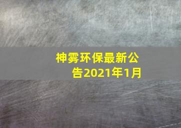 神雾环保最新公告2021年1月