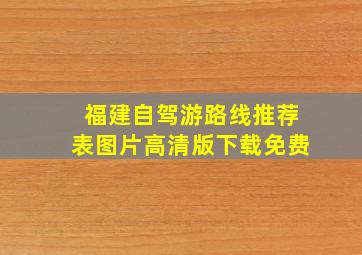 福建自驾游路线推荐表图片高清版下载免费