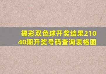 福彩双色球开奖结果21040期开奖号码查询表格图