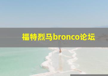 福特烈马bronco论坛