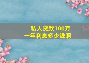 私人贷款100万一年利息多少钱啊