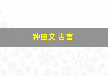 种田文 古言