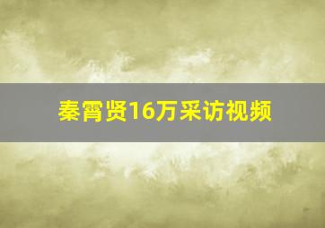 秦霄贤16万采访视频