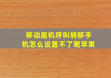 移动座机呼叫转移手机怎么设置不了呢苹果