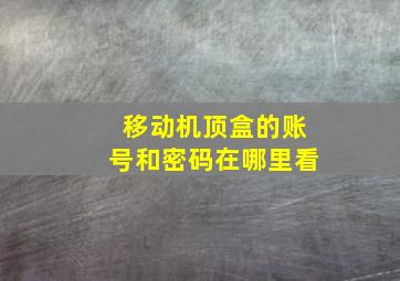 移动机顶盒的账号和密码在哪里看