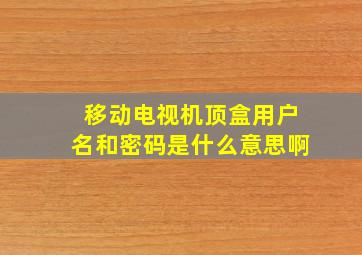 移动电视机顶盒用户名和密码是什么意思啊