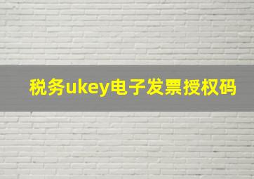 税务ukey电子发票授权码