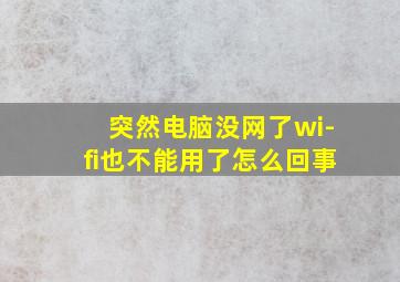 突然电脑没网了wi-fi也不能用了怎么回事