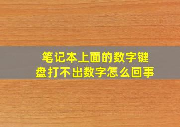 笔记本上面的数字键盘打不出数字怎么回事