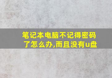 笔记本电脑不记得密码了怎么办,而且没有u盘