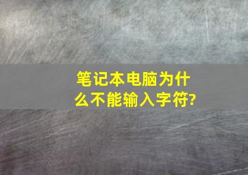 笔记本电脑为什么不能输入字符?