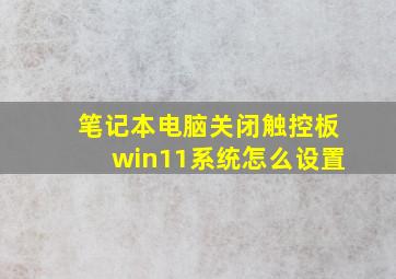 笔记本电脑关闭触控板win11系统怎么设置