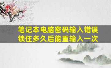 笔记本电脑密码输入错误锁住多久后能重输入一次