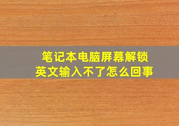 笔记本电脑屏幕解锁英文输入不了怎么回事