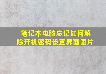 笔记本电脑忘记如何解除开机密码设置界面图片