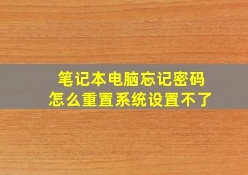 笔记本电脑忘记密码怎么重置系统设置不了