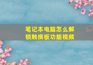 笔记本电脑怎么解锁触摸板功能视频