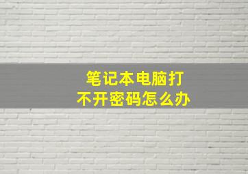 笔记本电脑打不开密码怎么办