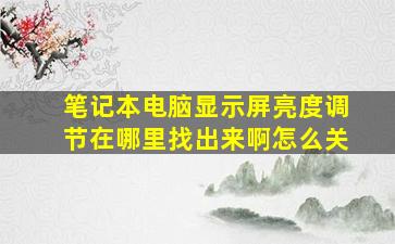 笔记本电脑显示屏亮度调节在哪里找出来啊怎么关