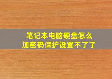 笔记本电脑硬盘怎么加密码保护设置不了了