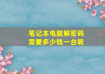 笔记本电脑解密码需要多少钱一台呢