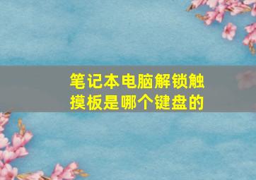 笔记本电脑解锁触摸板是哪个键盘的