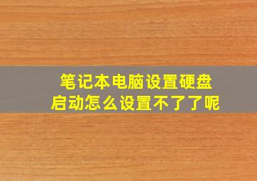 笔记本电脑设置硬盘启动怎么设置不了了呢