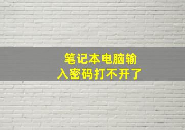 笔记本电脑输入密码打不开了