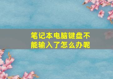 笔记本电脑键盘不能输入了怎么办呢