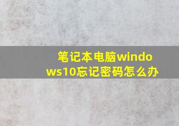 笔记本电脑windows10忘记密码怎么办