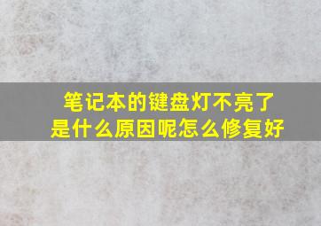 笔记本的键盘灯不亮了是什么原因呢怎么修复好