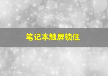 笔记本触屏锁住