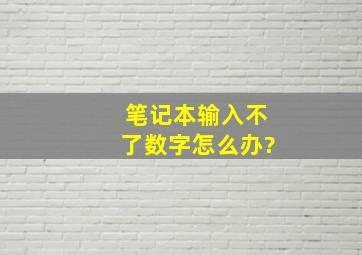 笔记本输入不了数字怎么办?