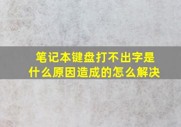 笔记本键盘打不出字是什么原因造成的怎么解决