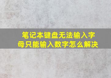 笔记本键盘无法输入字母只能输入数字怎么解决