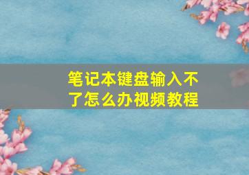 笔记本键盘输入不了怎么办视频教程