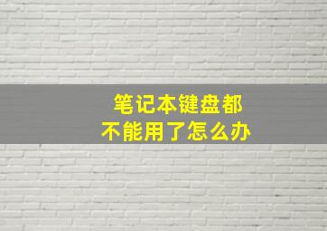 笔记本键盘都不能用了怎么办