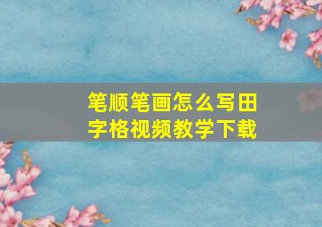 笔顺笔画怎么写田字格视频教学下载