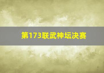 第173联武神坛决赛