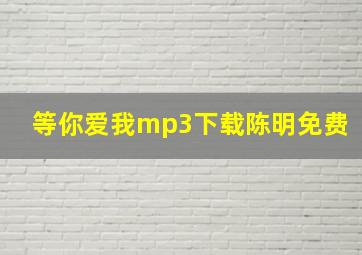 等你爱我mp3下载陈明免费