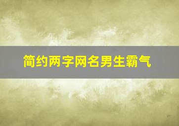 简约两字网名男生霸气