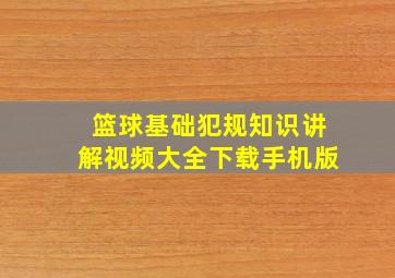 篮球基础犯规知识讲解视频大全下载手机版