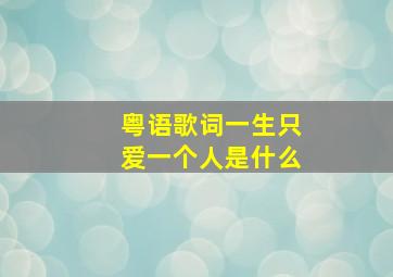 粤语歌词一生只爱一个人是什么