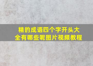 精的成语四个字开头大全有哪些呢图片视频教程